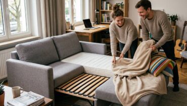 Schlafsofa mit Matratze.