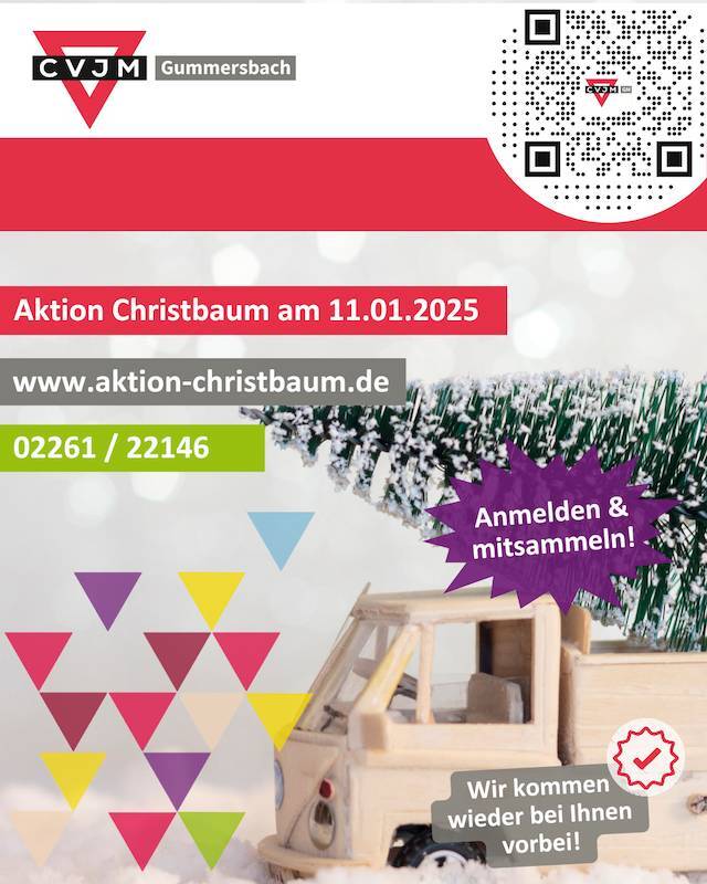 Auch in diesem Jahr lädt der CVJM Gummersbach zur beliebten „Aktion Christbaum“ ein.